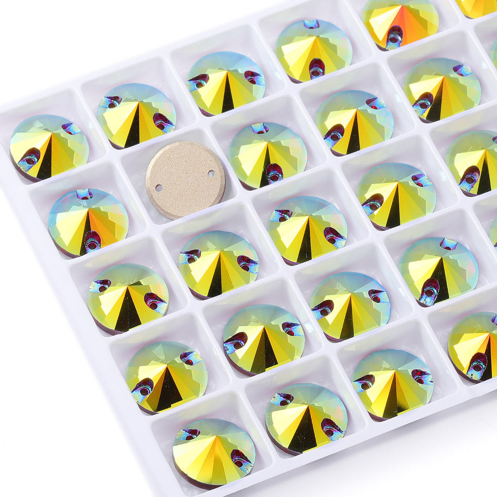 Siam AB Rivoli Shape High Quality Glass Sew-on Rhinestones WholesaleRhinestone