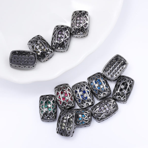 Cushion Rectangle Shape Hematite Plated High-Quality Sew-on Alloy Charms Inlaid Cubic Zirconia WholesaleRhinestone