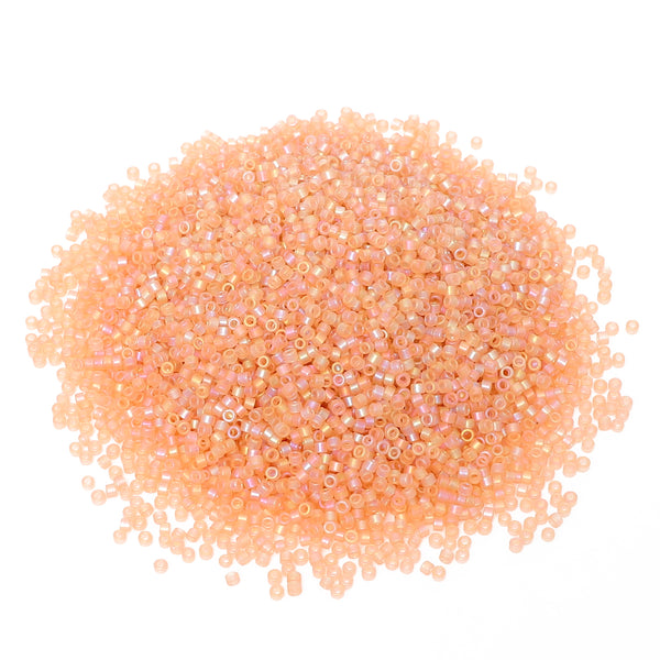 Transparent Rainbow Apricot Color Hight Quality Glass Cylinder Seed Beads 1.6 MM Size BS1027