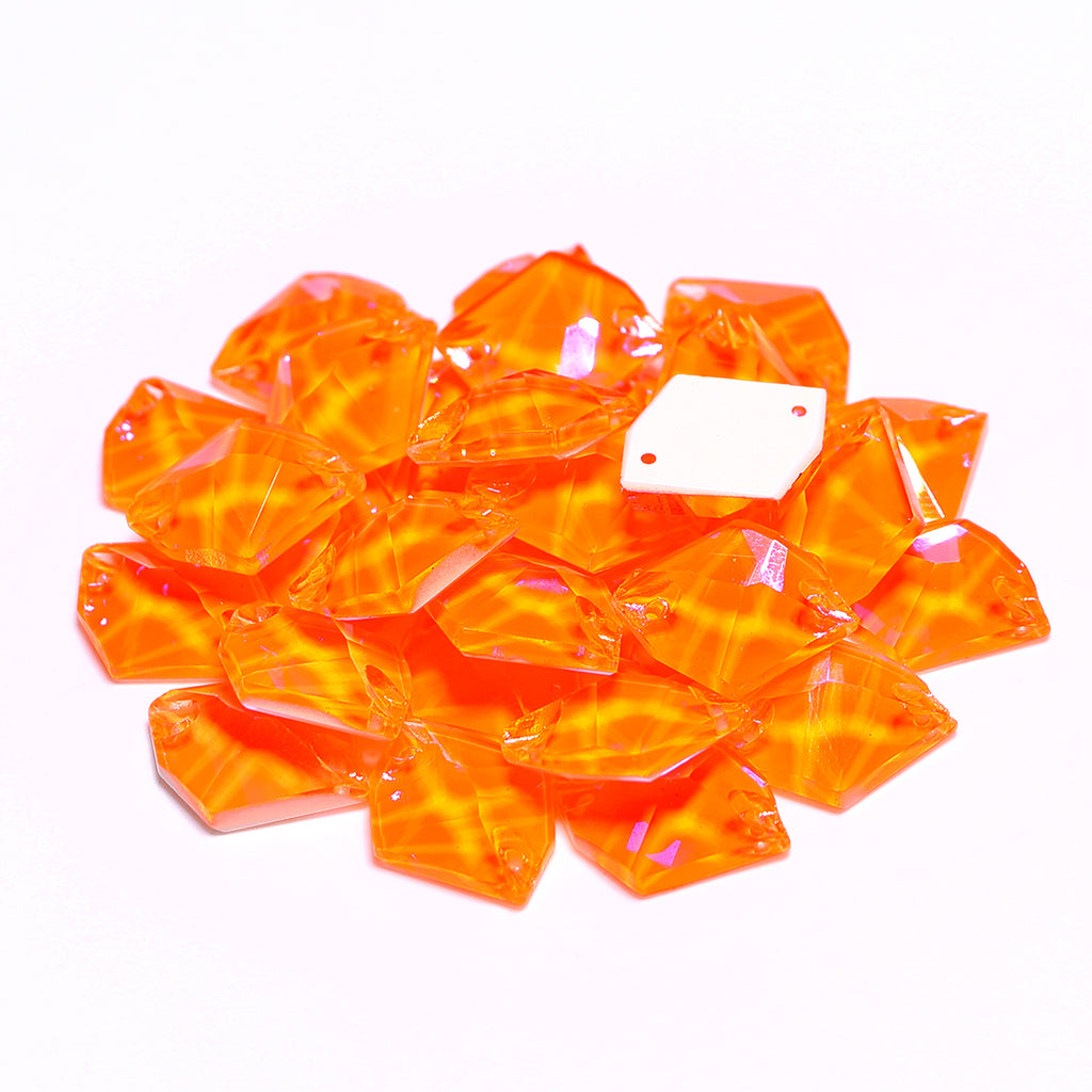 Electric Neon Orange Yellow Cosmic Shape High Quality Glass Sew-on Rhinestones WholesaleRhinestone