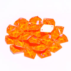 Electric Neon Orange Yellow Cosmic Shape High Quality Glass Sew-on Rhinestones