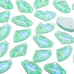 Electric Neon Greenwrap Galactic Shape High Quality Glass Sew-on Rhinestones