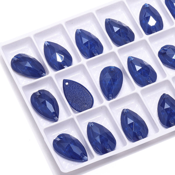 Mocha Sapphire Drop Shape High Quality Glass Sew-on Rhinestones