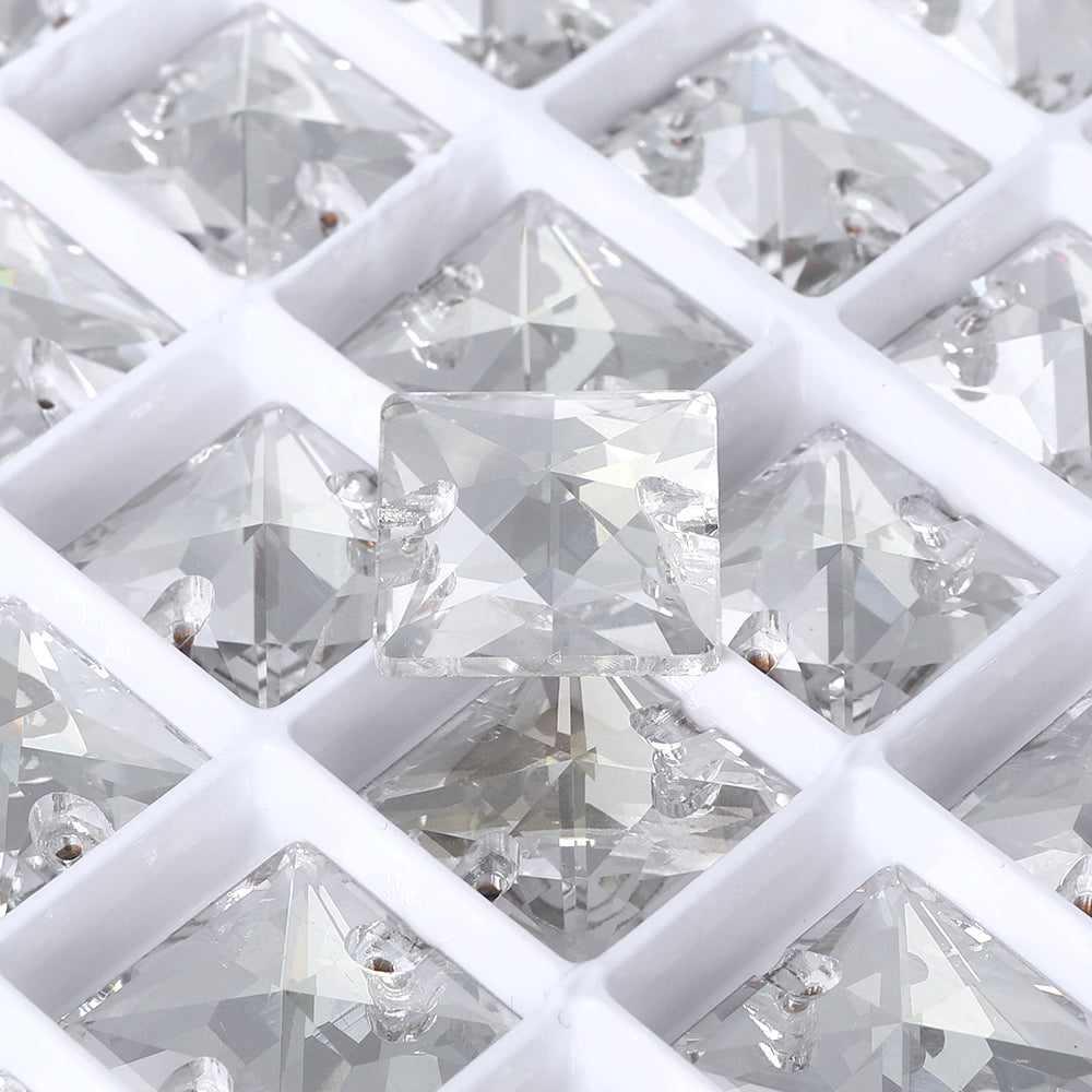 Silver Shade Square Shape High Quality Glass Sew-on Rhinestones WholesaleRhinestone