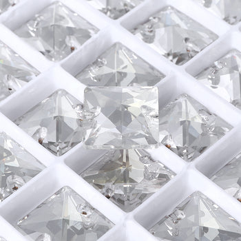 Silver Shade Square Shape High Quality Glass Sew-on Rhinestones WholesaleRhinestone