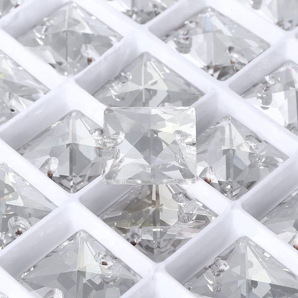 Silver Shade Square Shape High Quality Glass Sew-on Rhinestones WholesaleRhinestone