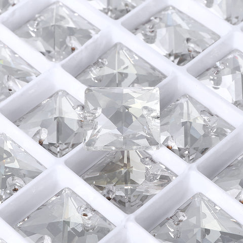 Silver Shade Square Shape High Quality Glass Sew-on Rhinestones
