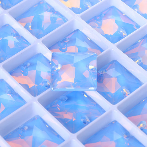 Light Sapphire AM Square Shape High Quality Glass Sew-on Rhinestones