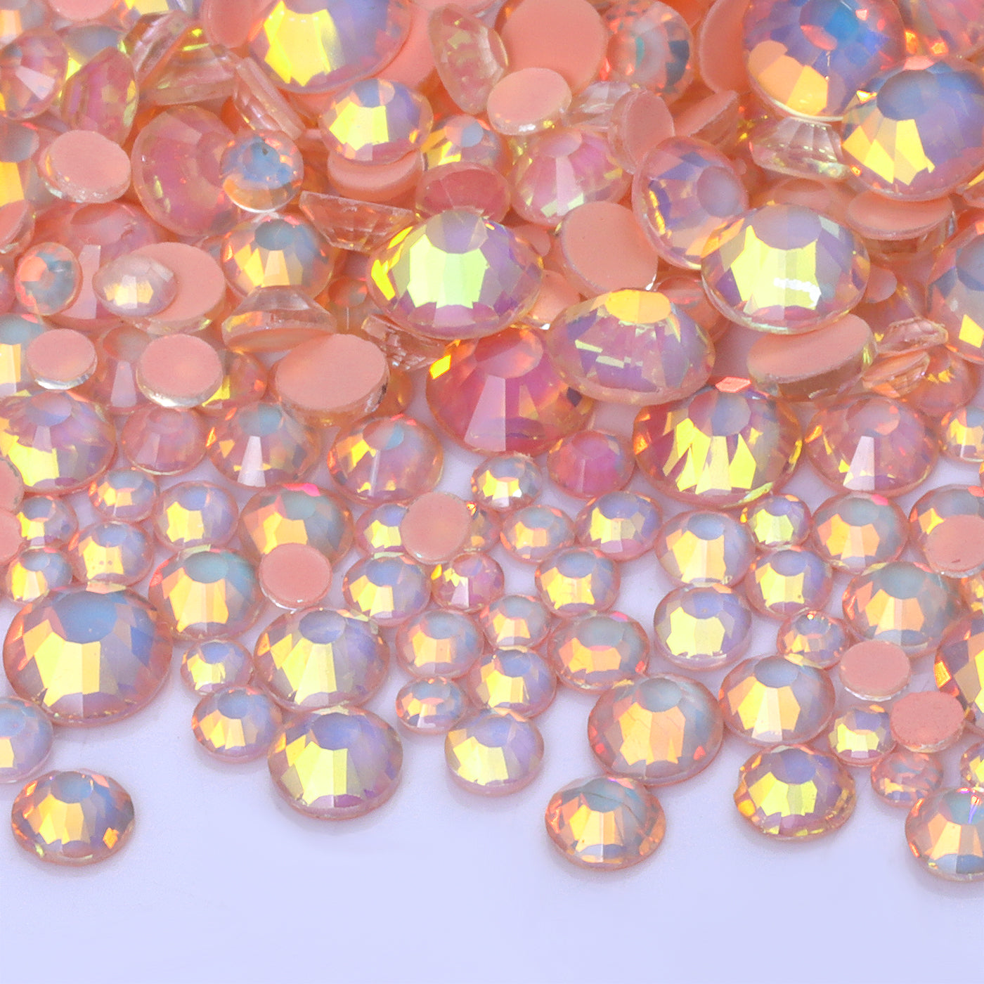 Mixed Sizes Mocha Opal Coral Reef Glass Flat Back Rhinestones For Nail Art WholesaleRhinestone