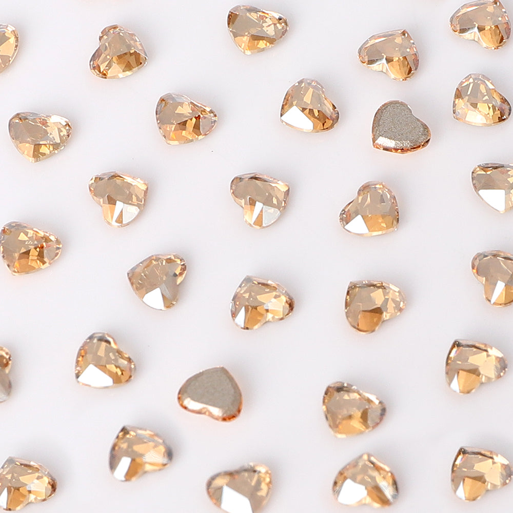 Heart Shape Multi Colors Small Size Glass Beveled Flat Back Fancy Rhinestones For Nail Art WholesaleRhinestone