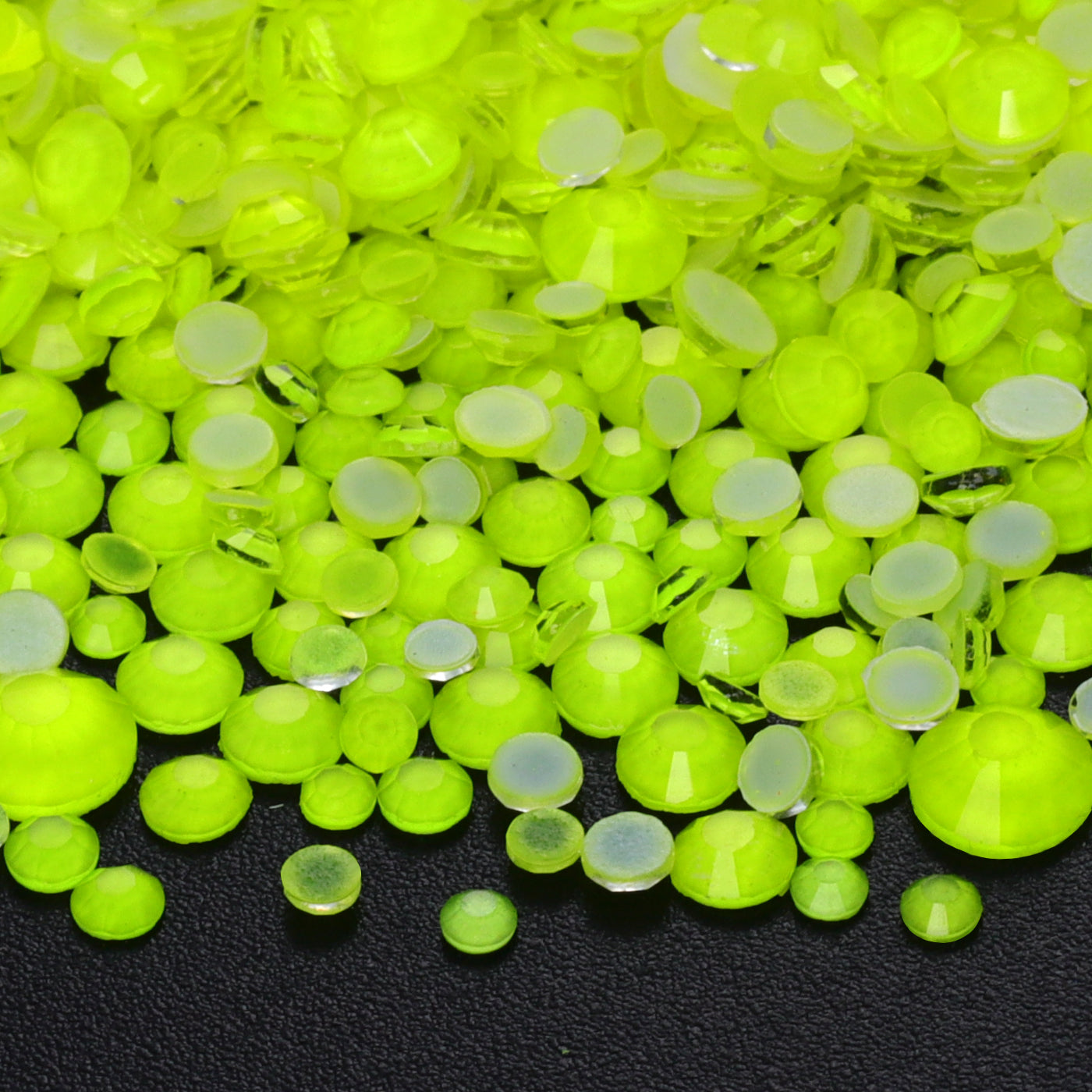Mixed Sizes Yellow FlatBack Neon Rhinestones For Nail Art