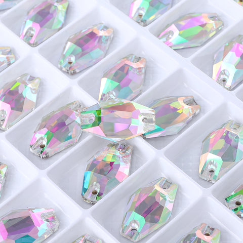 Crystal Phantom Hexagon Shape High Quality Glass Sew-on Rhinestones