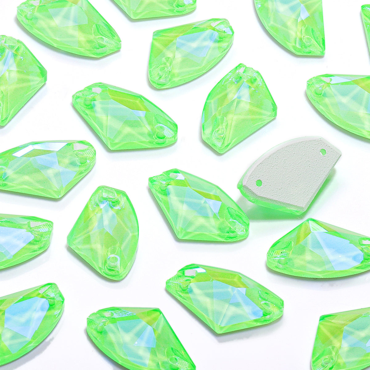 Electric Neon Peridot Galactic Shape High Quality Glass Sew-on Rhinestones WholesaleRhinestone