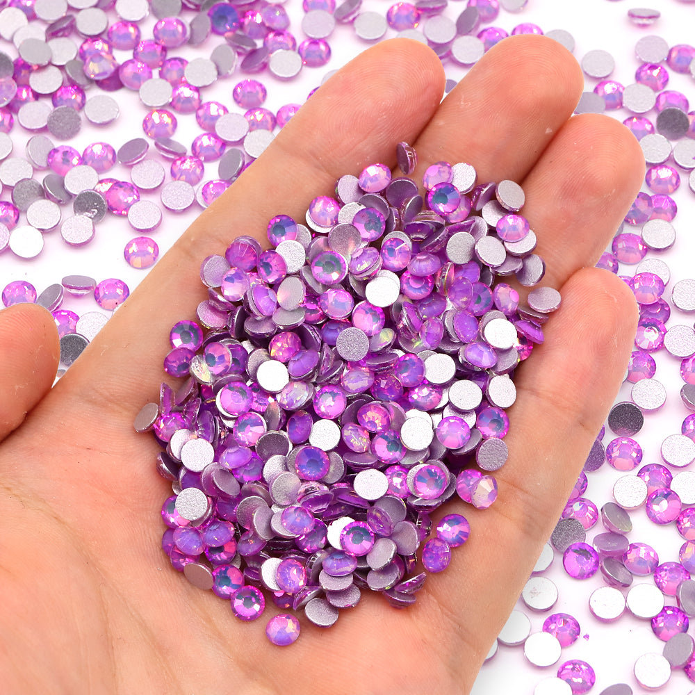 Purple Rhinestone Glass Champagne Crystal FlatBack Glass Rhinestones Glue-On for Nail ...