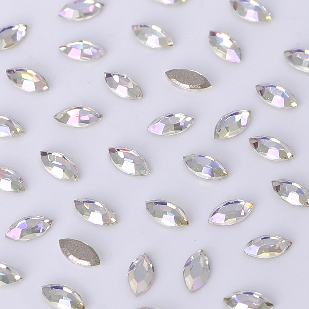 Navette Shape Multi Colors Small Size Glass Beveled Flat Back Fancy Rhinestones For Nail Art WholesaleRhinestone