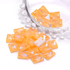 Electric Neon Sunflower Rectangle Shape High Quality Glass Sew-on Rhinestones