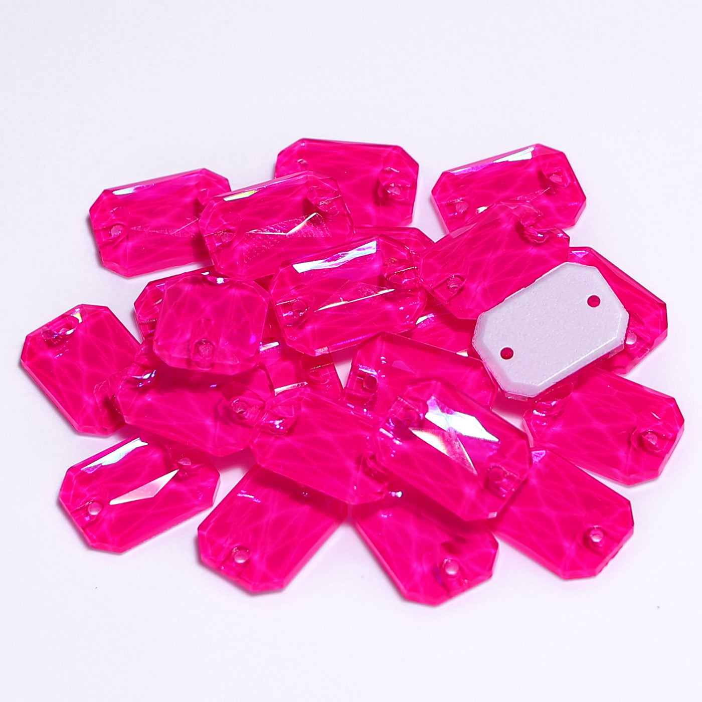 Electric Neon Fuchsia Octagon Shape High Quality Glass Sew-on Rhinestones