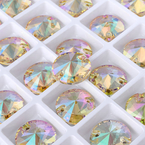 Luminous Green Rivoli  Shape High Quality Glass Sew-on Rhinestones WholesaleRhinestone