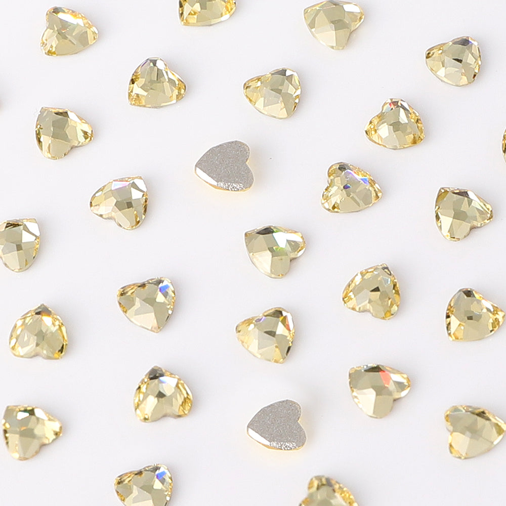 Heart Shape Multi Colors Small Size Glass Beveled Flat Back Fancy Rhinestones For Nail Art WholesaleRhinestone