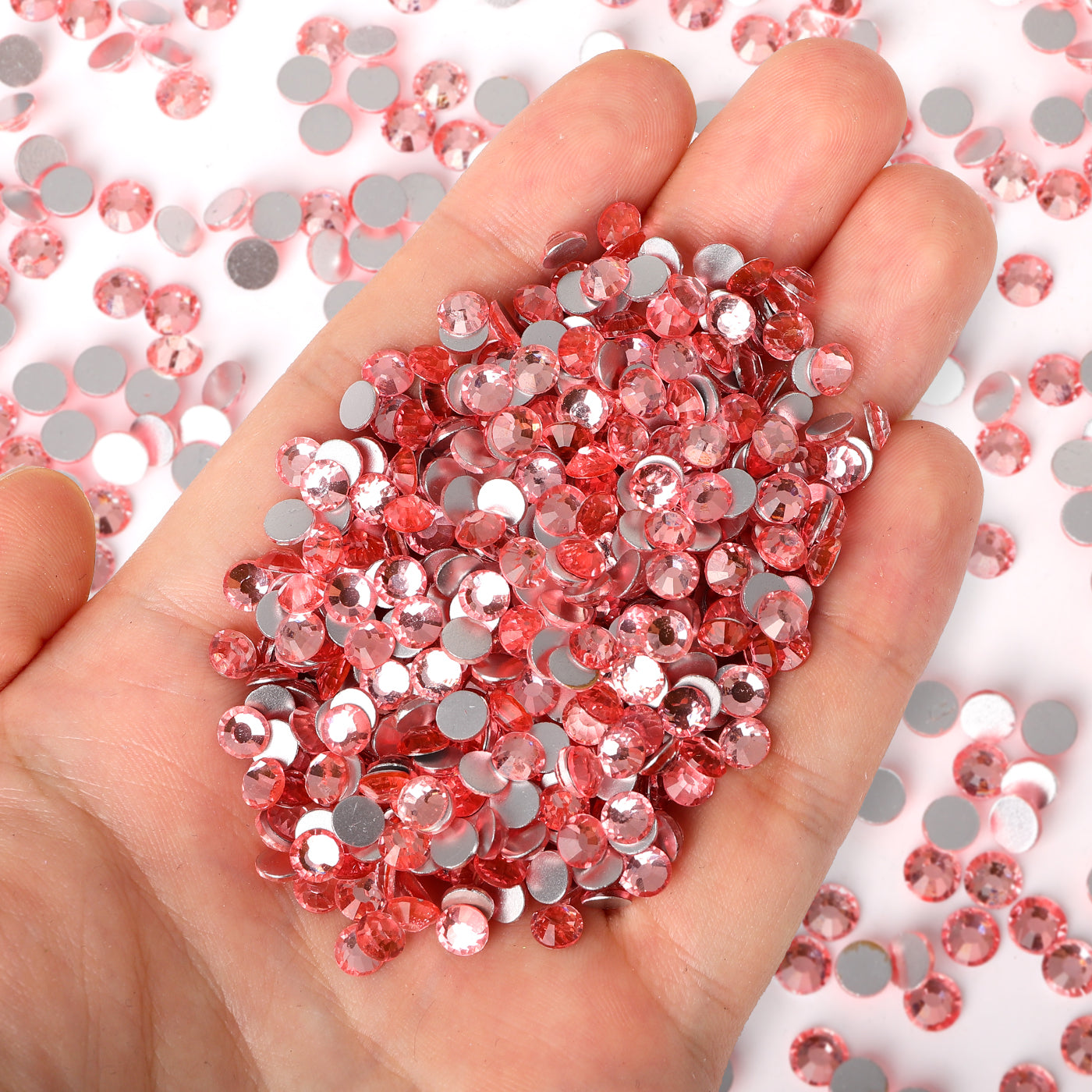 Peach Rose Glass FlatBack Rhinestones Silver Back WholesaleRhinestone