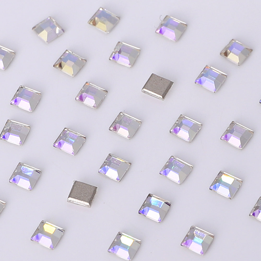 Square Shape Multi Colors Small Size Glass Beveled Flat Back Fancy Rhinestones For Nail Art WholesaleRhinestone