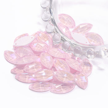 Electric Neon Light Rose Navette Shape High Quality Glass Sew-on Rhinestones WholesaleRhinestone