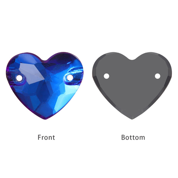Bermuda Blue Heart Shape High Quality Glass Sew-on Rhinestones WholesaleRhinestone