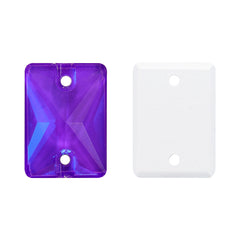 Electric Neon Violet Rectangle Shape High Quality Glass Sew-on Rhinestones