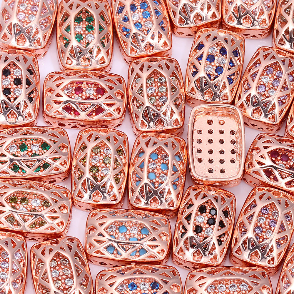Cushion Rectangle Shape Rose Gold Plated High-Quality Sew-on Alloy Charms Inlaid Cubic Zirconia WholesaleRhinestone Hovedbillede