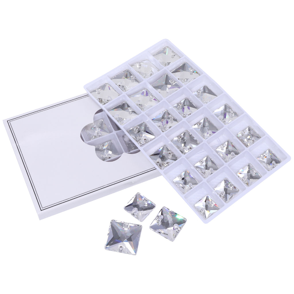 Mixed Sizes Crystal Square Shape High Quality Glass Sew-on Rhinestones