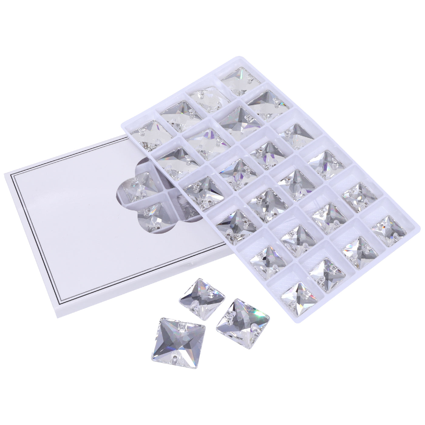 Mixed Sizes Crystal Square Shape High Quality Glass Sew-on Rhinestones