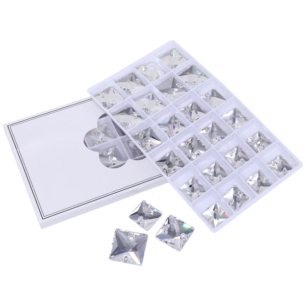 Mixed Sizes Crystal Square Shape High Quality Glass Sew-on Rhinestones