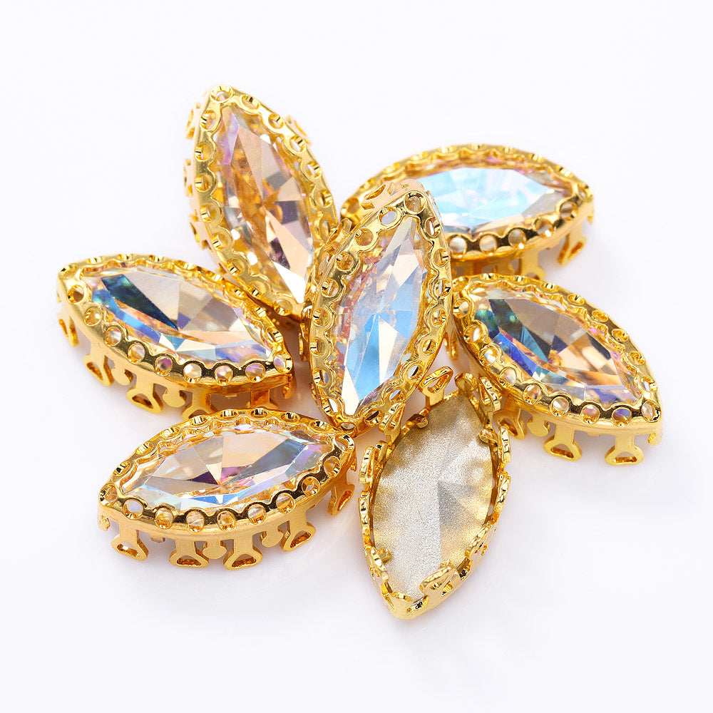 Moonlight Navette Shape High-Quality Glass Sew-on Nest Hollow Claw Rhinestones WholesaleRhinestone Hovedbillede