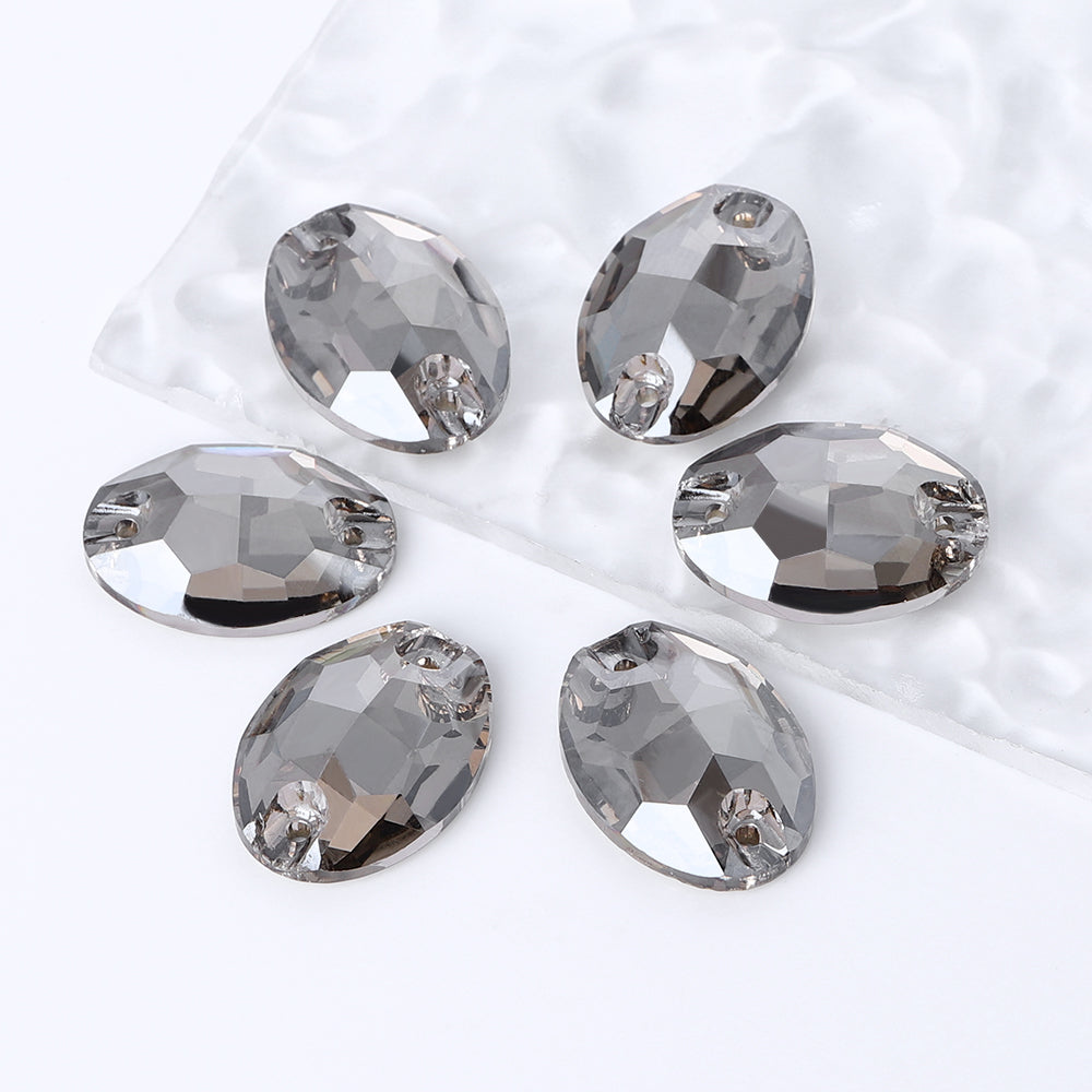 Satin Oval Shape High Quality Glass Sew-on Rhinestones WholesaleRhinestone