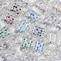 Cushion Rectangle Shape Silver Plated High-Quality Sew-on Alloy Charms Inlaid Cubic Zirconia