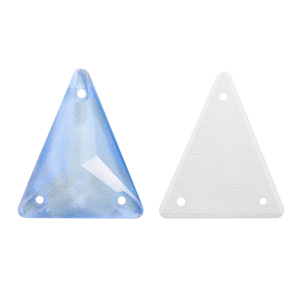 Electric Neon Light Blue Slim Triangle Shape High Quality Glass Sew-on Rhinestones