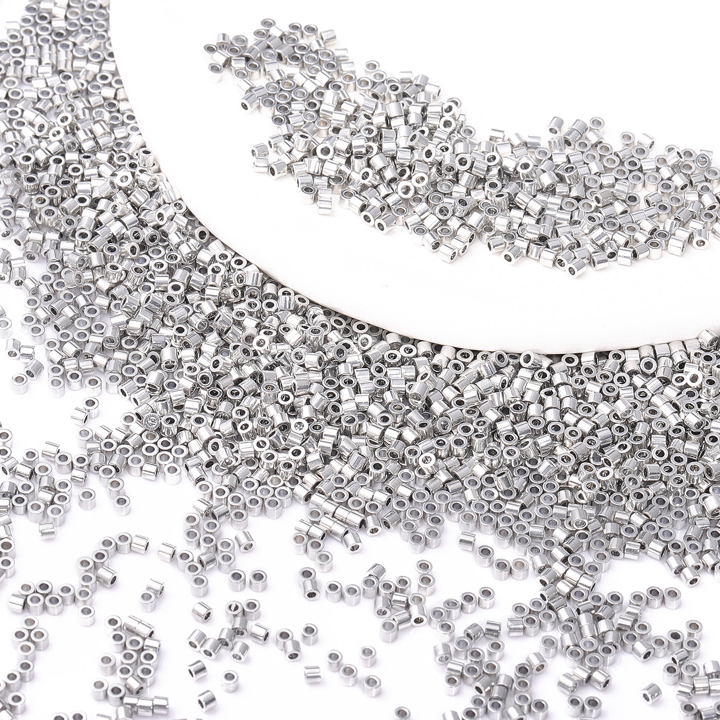 Metallic Silver Luster Color Hight Quality Glass Cylinder Seed Beads 1.6 MM Size JS3001 Второстепенное изображение товара