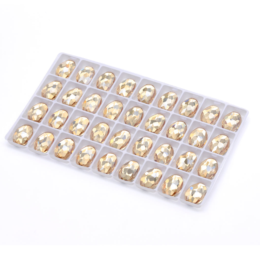 Golden Shadow Oval Shape High Quality Glass Beveled Flat Back Rhinestones WholesaleRhinestone