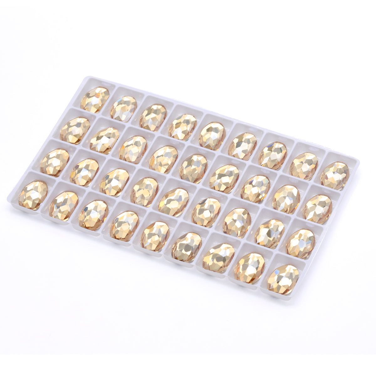 Golden Shadow Oval Shape High Quality Glass Beveled Flat Back Rhinestones WholesaleRhinestone