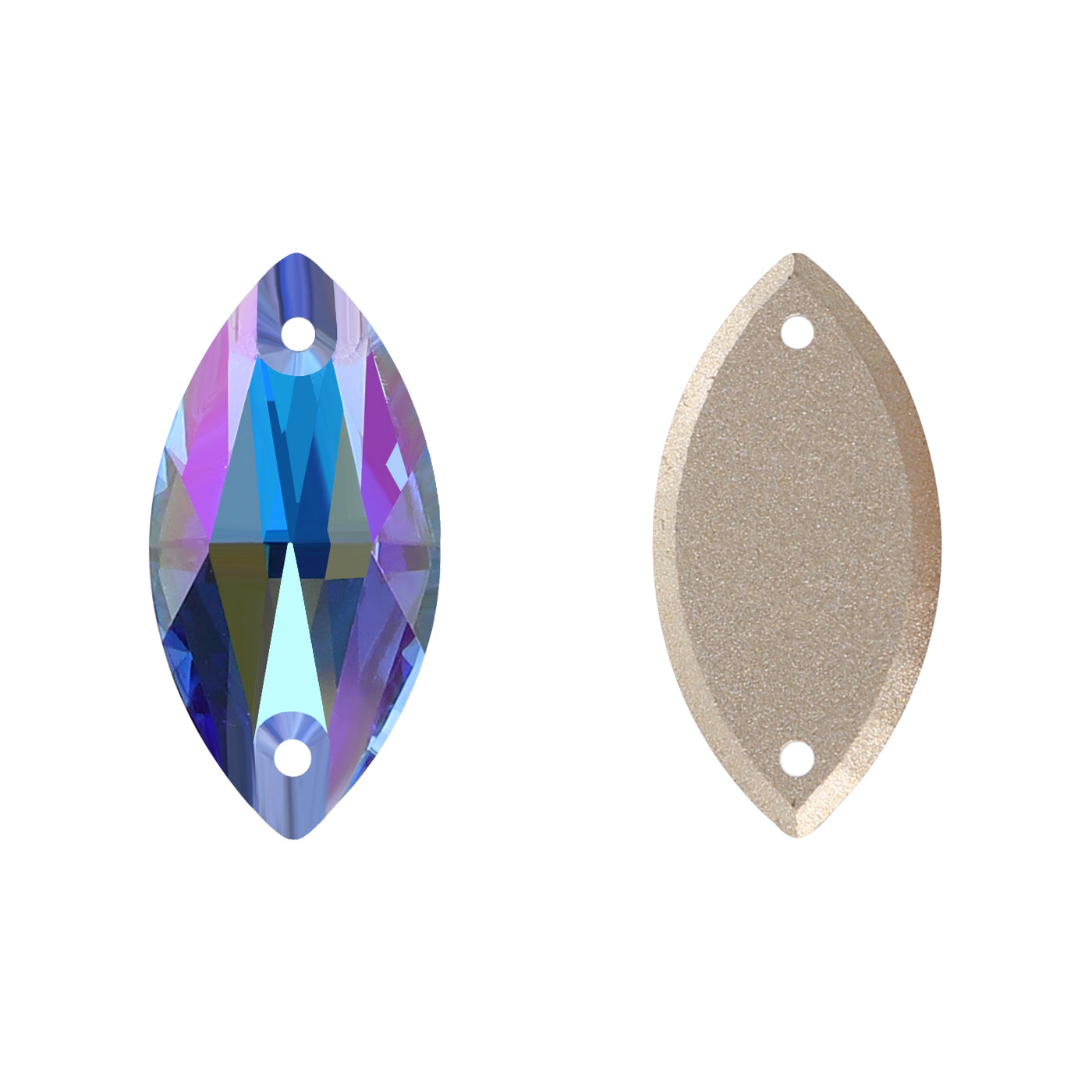 Light Sapphire Shimmer Navette Shape High Quality Glass Sew-on Rhinestones WholesaleRhinestone Main image