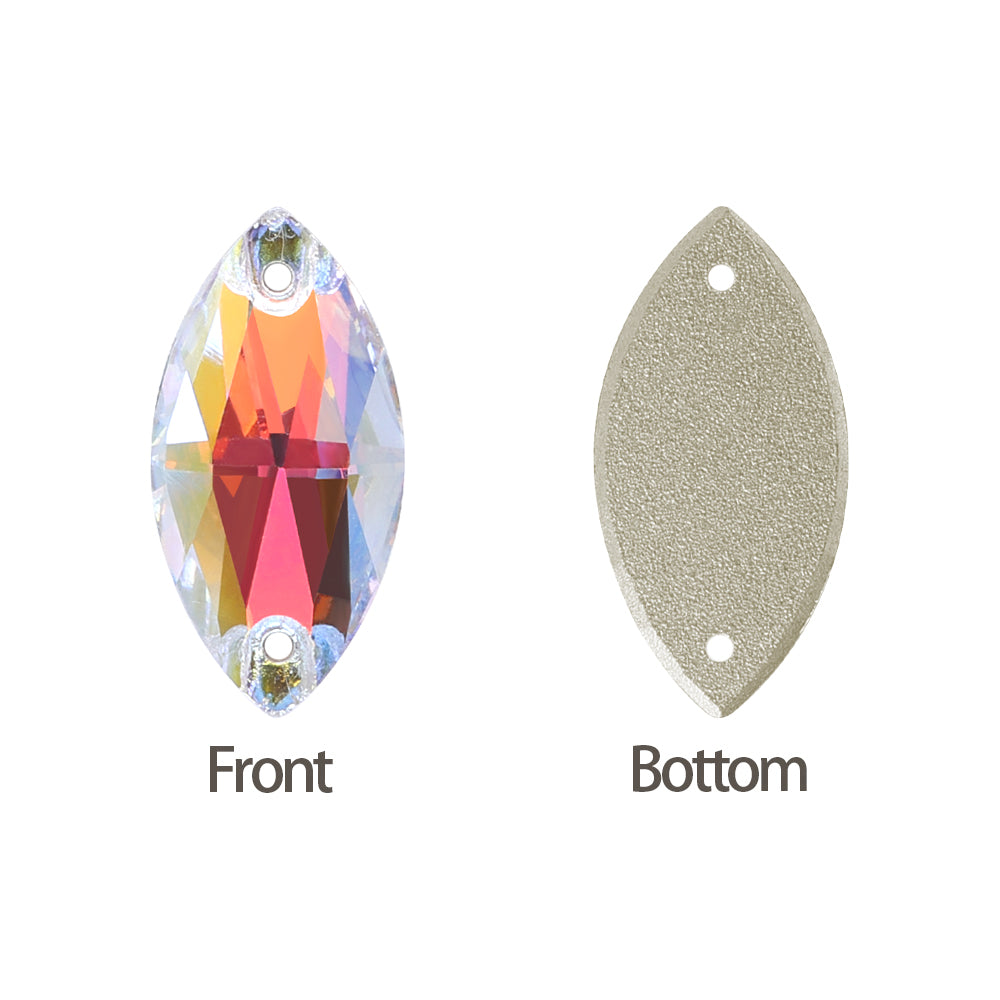 Light Crystal AB Navette Shape High Quality Glass Sew-on Rhinestones WholesaleRhinestone