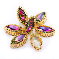 Volcano Navette Shape High-Quality Glass Sew-on Nest Hollow Claw Rhinestones