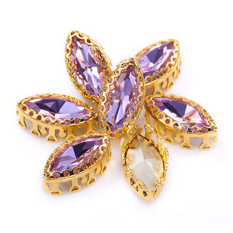 Violet Navette Shape High-Quality Glass Sew-on Nest Hollow Claw Rhinestones WholesaleRhinestone 메인 이미지