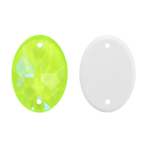 Electric Neon Jonquil Oval Shape High Quality Glass Sew-on Rhinestones WholesaleRhinestone