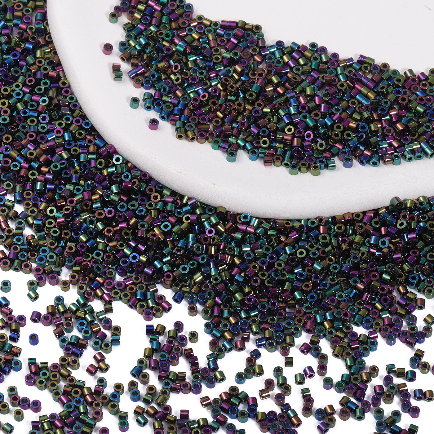 Metallic Rainbow Luster Color Hight Quality Glass Cylinder Seed Beads 1.6 MM Size JS3007 Второстепенное изображение товара
