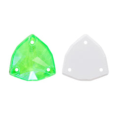 Electric Neon Peridot Trilliant Shape High Quality Glass Sew-on Rhinestones