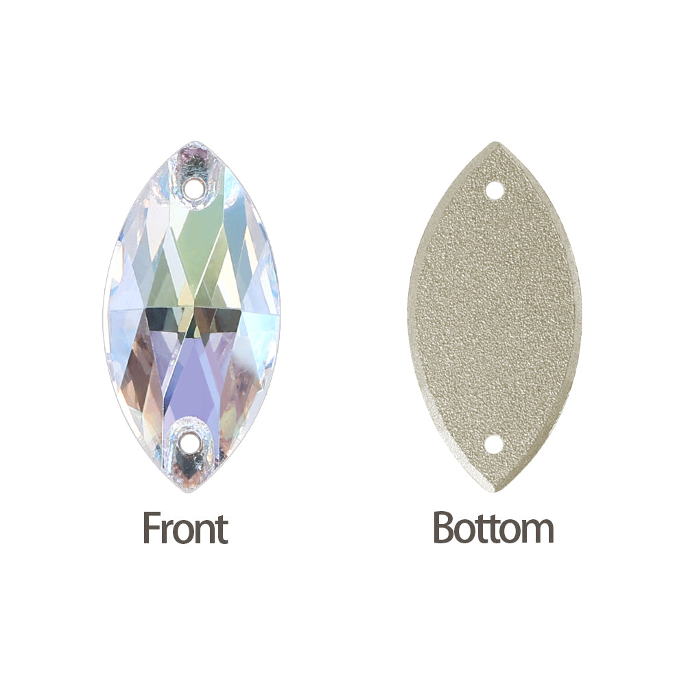 Crystal Transmission Navette Shape High Quality Glass Sew-on Rhinestones
