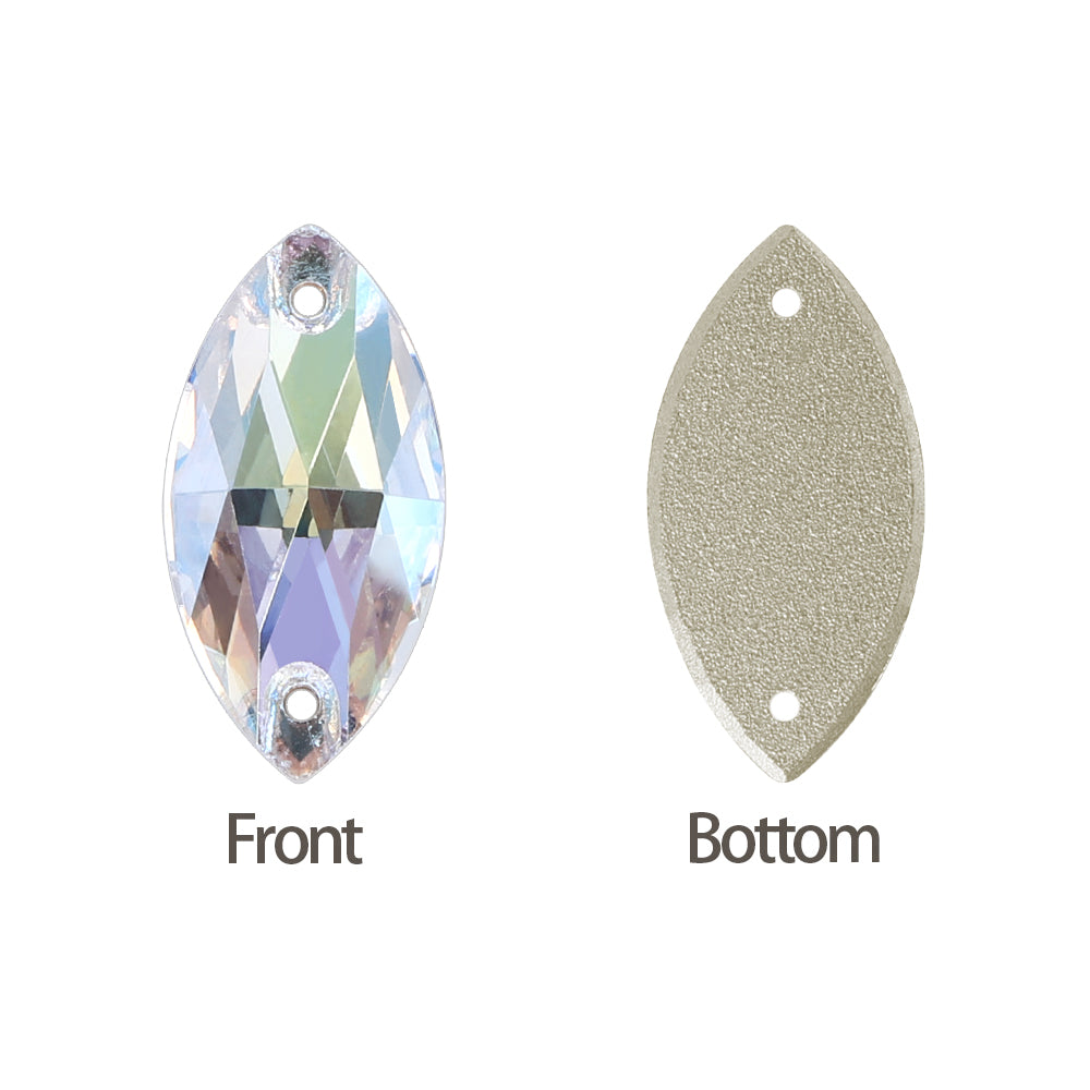 Crystal Transmission Navette Shape High Quality Glass Sew-on Rhinestones WholesaleRhinestone