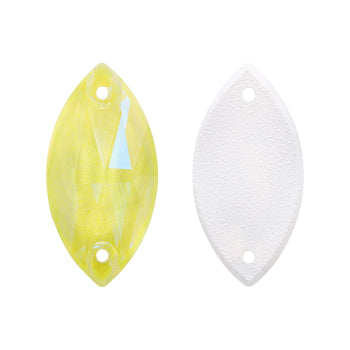 Electric Neon Light Topaz Navette Shape High Quality Glass Sew-on Rhinestones WholesaleRhinestone