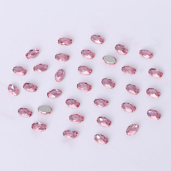 Oval Shape Multi Colors Small Size Glass Beveled Flat Back Fancy Rhinestones For Nail Art WholesaleRhinestone